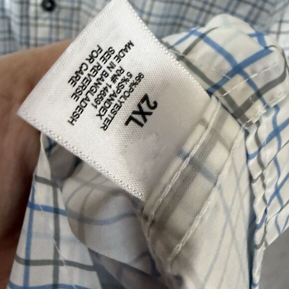 Drake Shirt Mens 2XL Check Vented Zip Pocket Fishing Camp Button-Up Blue Outdoor - Picture 9 of 10